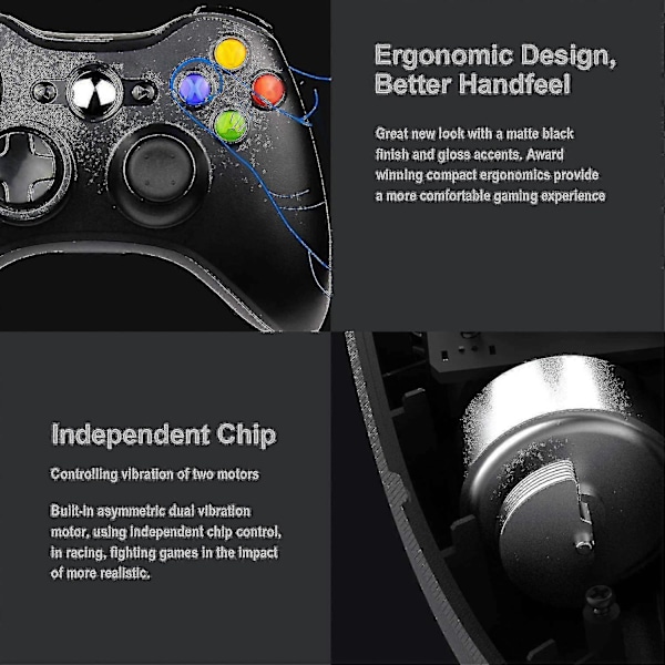 Trådløs controller til Xbox 360, Xbox 360 joystick trådløs spilcontroller til Xbox & Slim 360 PC (sort)-jie