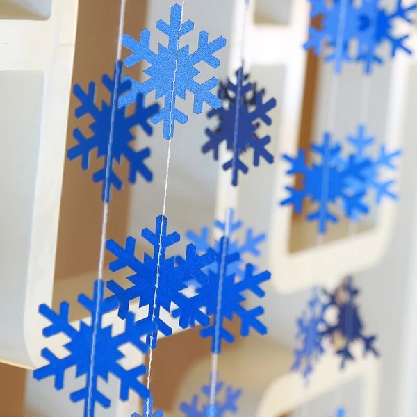 4M Snöflinga Form Papper Garland Banner Bunting Frozen Fest Jul Snöflingor Hängande dekoration Vinterfest Gold