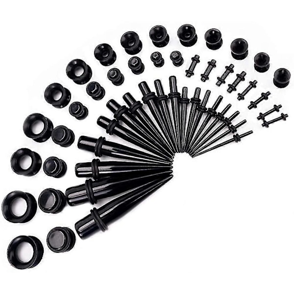Örontöjningskit 50 Delar Öronmätare Expander Set Akryl Regenerator & Plugg & Silikon Tunnel