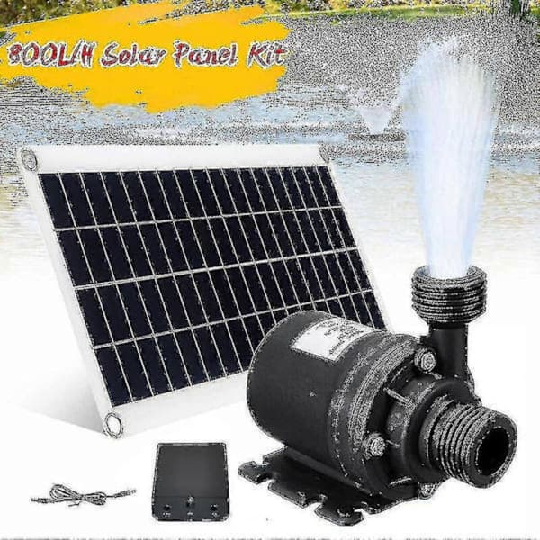 Solcellsdriven trädgårdsfontänpump - Tyst drift. 800 L/h. 12V DC (50W)