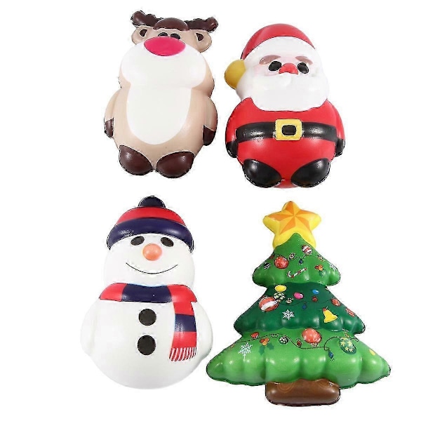 4 st PU Squishy Stressboll Leksak Rensa Ren Julgåva Långsam Återhämtning Antistress Squee