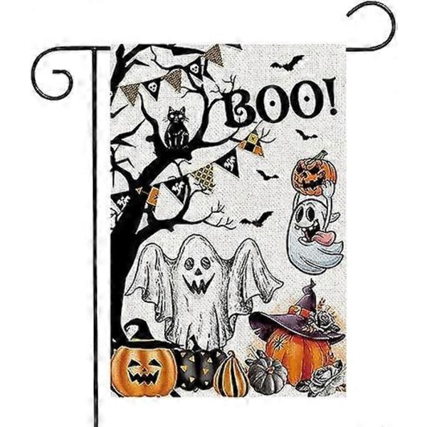 30*45 cm Halloween BOO Haveflag Dekorationer - Dobbeltsidet Vertikal Sækkelærred Spøgelse Græskar Kat Trykt Uhøjtidelig Ferie Gårdflag Indendørs Udendørs Have