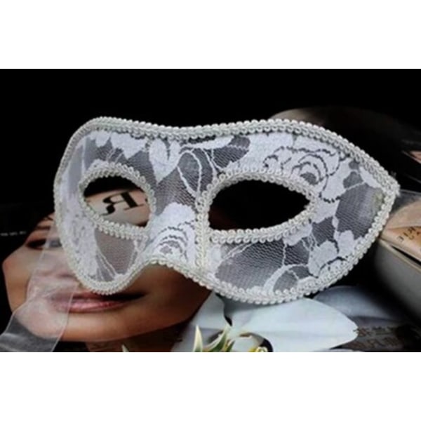 Par Maskerad Mask Venetiansk Spets Carnival Personlighet Mask white