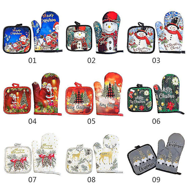 Ugnsvantar och grytlappar Värmebeständiga kökshandskar för mikrovågsugn för matlagning Christmas shoes