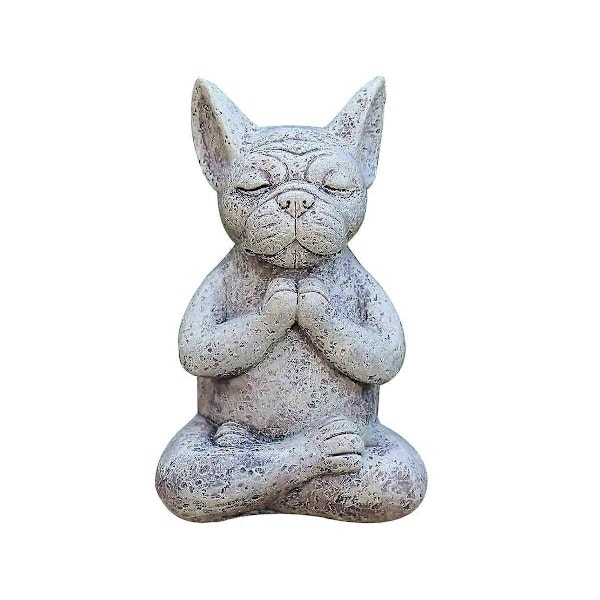 Mediterende Hund Statue Buddha, Fransk Bulldog Mediterende Statue, Mediterende Bulldog Resin Ornament, Y