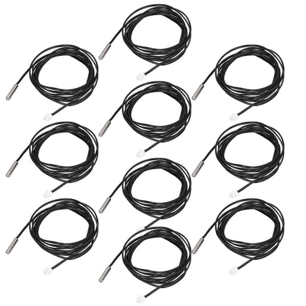 10 stk. Termistor Sensor NTC Temp Probe 5x25mm Cylindrisk Hoved 2 Meter Kabellængde 50K B3950