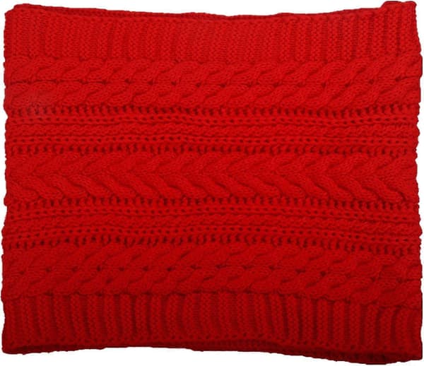 Damers Tykk Ribbestrikket Vinter Infinity Circle Loop Skjerf Premium Crochet Red