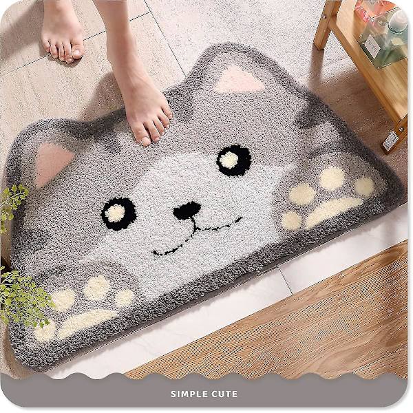 Tflycq 17,7" X 29,5" Hund Söt Badmatta Badrumsmatta Badmatta Halkfri mjuk duschmatta Plysch mikrofiber Vattenabsorberande Tjock Shaggy Golvmatta, Machi Cat