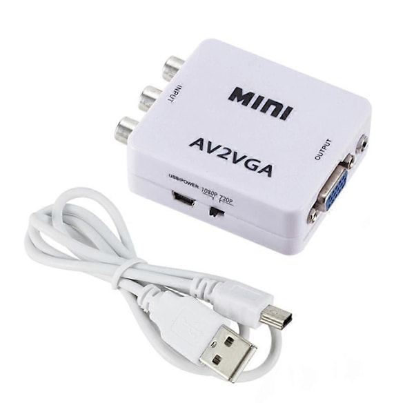Mini High Definition AV til VGA Video Konverter Boks AV til VGA Video Adapter Audio Konverter