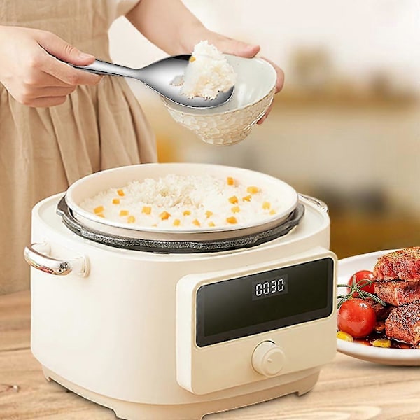 1 stk. fortykket risskje i rustfritt stål med non-stick belegg, risskje i rustfritt stål, slitesterk, non-stick mat-risskje, lett å rengjøre, egnet for