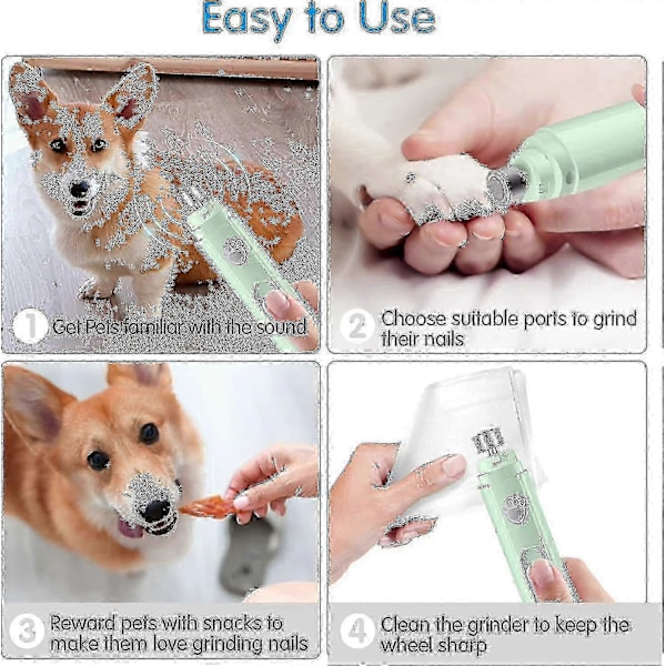 Negleklipper for hund, 2-trinns USB elektrisk negletrimmer for kjæledyr, profesjonell stillegående trådløs negleklipper for stell