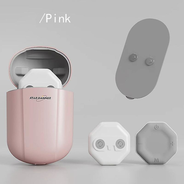Bärbar massageplåster Laddningsbox Mini Smärtlindrande terapianordning Trådlös elektrisk pulsmassager för nacke axel rygg Pink no RC