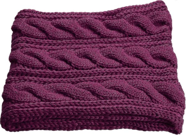Damers Tykk Ribbestrikket Vinter Infinity Circle Loop Skjerf Premium Twist Purple Red Grape