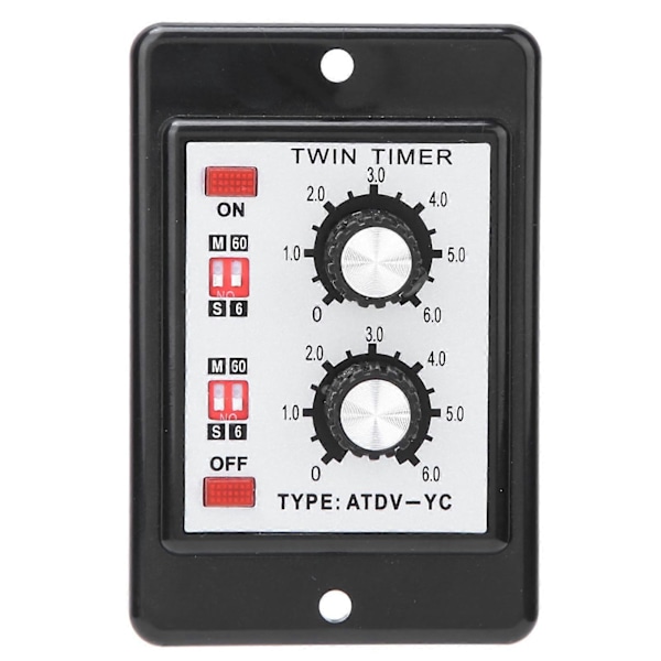 På Av Tvilling Timer Relé Bryter Kontroll Tidsbryter ATDV-YC 6S-60M (AC 110/220V)