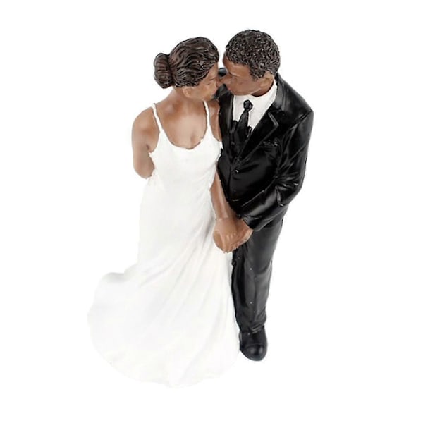 Bryllup Resin Brudgom Brud Svart Par Figur Kake Stativ Topper Dekor