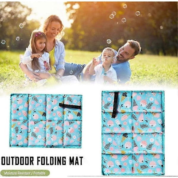 2-pack hopfällbara utomhusmattor, vattentäta strandmattor för camping, fiske och picknick, bärbar lättviktsdesign med bärrem