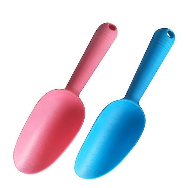 2 st bärbara jordspadar plastspatel jordbruksspade planteringsverktyg blomverktyg för trädgård (blå och röd)