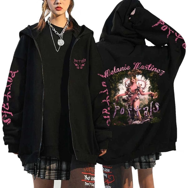 Melanie Martinez Portals Hoodies Tecknad Dragkedja Sweatshirts Hip Hop Streetwear Kappor Män Kvinna Oversized Jackor Y2K Kläder Black10 L