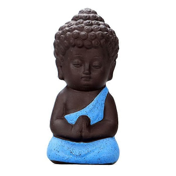 Keramisk Buddha Lotus Planter - Meditativ Blå Figurin