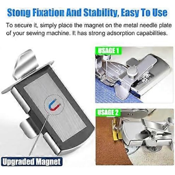 Uppgraderad Magnetisk Sömnadsguide för Symaskin, Magnetisk Sömnadsguide med Klämma, Universell Sömnadsguide, Fållguide, Multifunktionell Fållguide för Sömnad