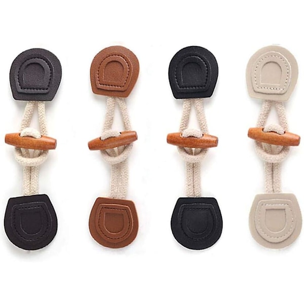 Hornknapper 16 Par Træ PU Læder Hornknapper Toggle Knap Horn Toggle Syning, til Frakke, Jakke, DIY Dekoration, 16cm