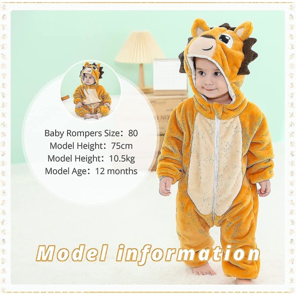 Unisex baby Vinter Höst Flanell Huva Romper Cosplay Jumpsuit Hög kvalitet Dog 6 12 Months