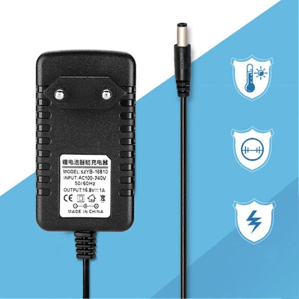 Varmebestandig 16.8V/1A Li-ion Oplader Adapter 100-240V Input Lithium Oplader Adapter EU Stik