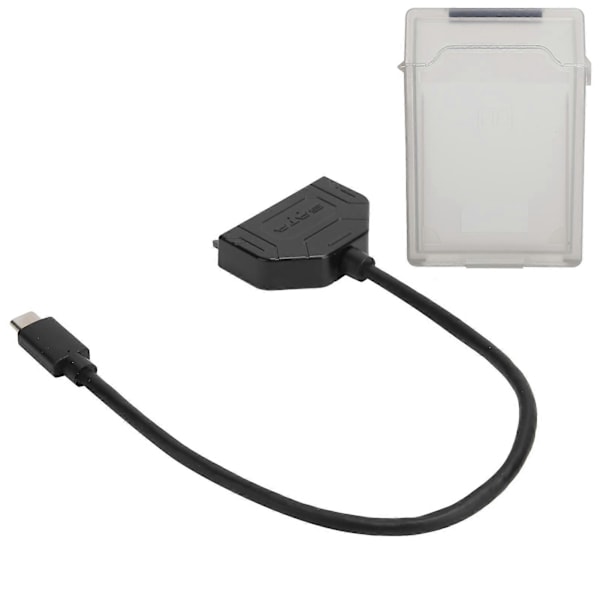 TypeC SATA Adapter 2.5in USB 3.0 10G SSD HDD Harddisk Kabel Beskyttelsesboks (Grå)