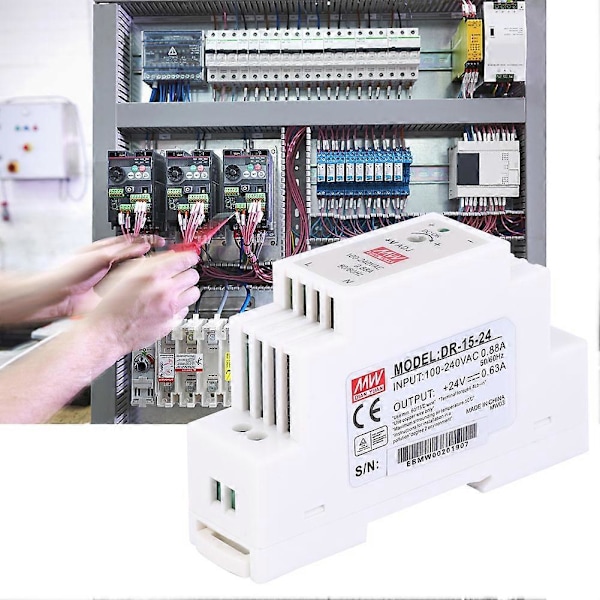 DR-15-24 DIN-skinne enkeltudgang Switching Power Supply 15W 24V 0.63A