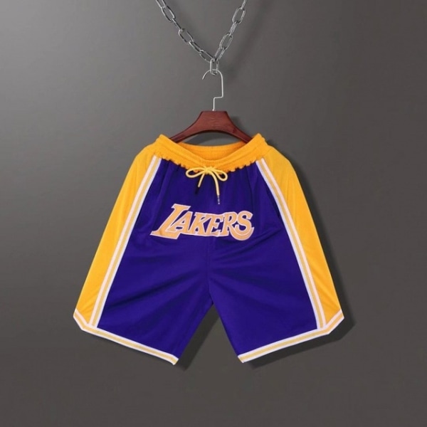 Sommarstretch Bekväma LAKERS Casual Shorts med mid midja Purple 4XL