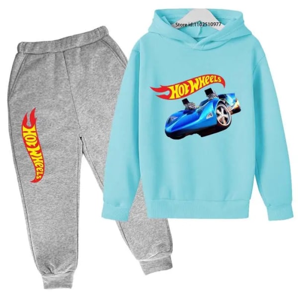 Hot Wheels Barn Vår Höst Casual Träningsoveraller 3-13 år Pojkar Flickor 2st Pullover Huvtröja+byxor Kostymer Barnkläder Set 16 6-7T