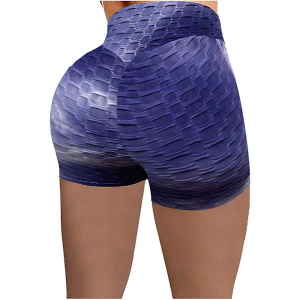 Tflycq Kvinnor Kort Flerfärgad ficka Tight High Waist Elasticity Sports Yoga Byxor Purple M