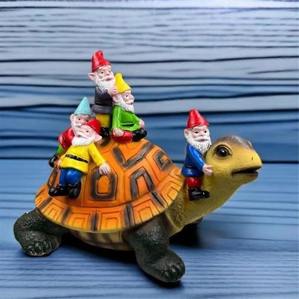 Have Skildpadde Resin Håndværk Skildpadde Figur Skildpadde Statue Udendørs Indretning Dvärg Sidder på Skildpadde