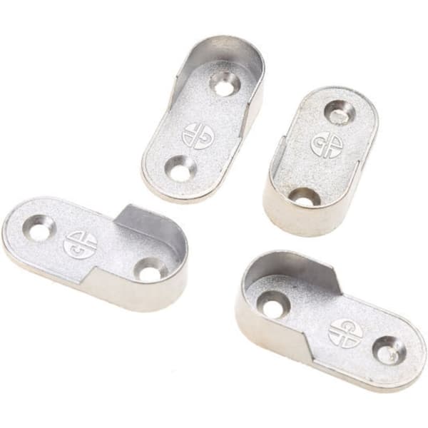 Sett med 4 ovale stangfester i legering – Matchende runde stangfester – Forsterkede metallstangfester