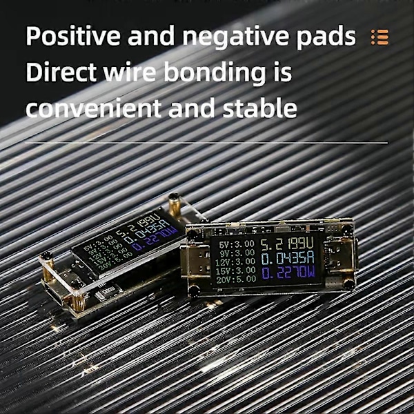 PD100W 5A Multifunktionell Decoy 5/9/12/15/20V 0.96 Tum Färgskärm Spänning Ström Effekt Positiv Negativ