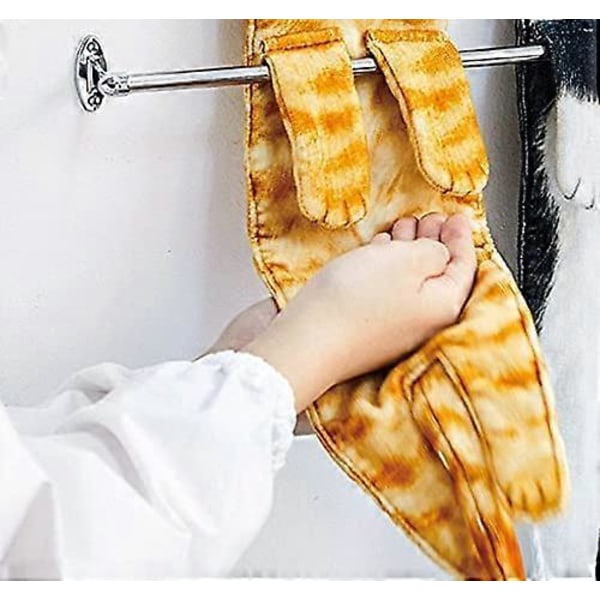 Kattformade Absorberande Handdukar, Söt Djurhandduk, Handdukar för Kök och Badrum (Orange Katt)