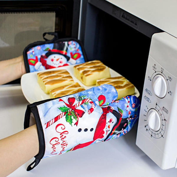 Ugnsvantar och grytlappar Värmebeständiga kökshandskar för mikrovågsugn för matlagning Christmas shoes