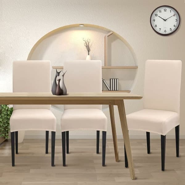 Strekkbart stoltrekk sett med 4 – Vaskbart og rynkefritt – Elastisk for perfekt passform – Beige 45x65cm
