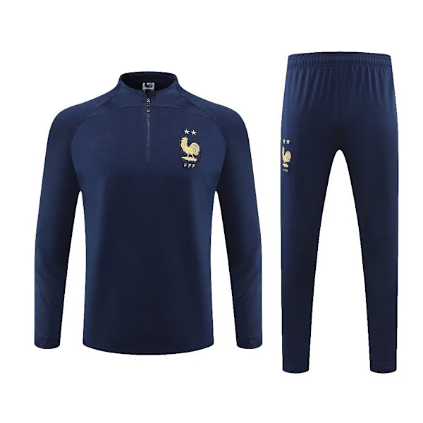 Långärmad fotbollströja herr Frankrike Royal Blue Fotbollsträningskläder France XXXXL