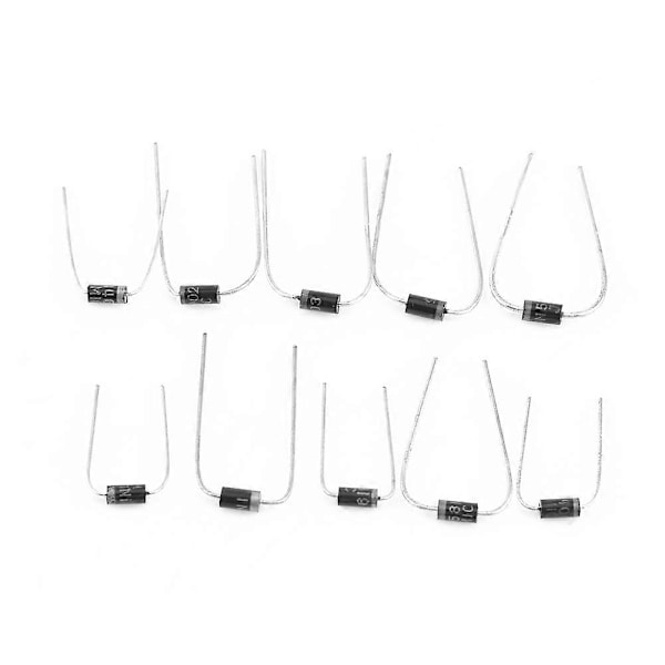 200 stk. 10 Værdier Ensretterdiode Sortiment Elektronisk Kit 1N4001~1N4007 1N5817~1N5819 Med Æske