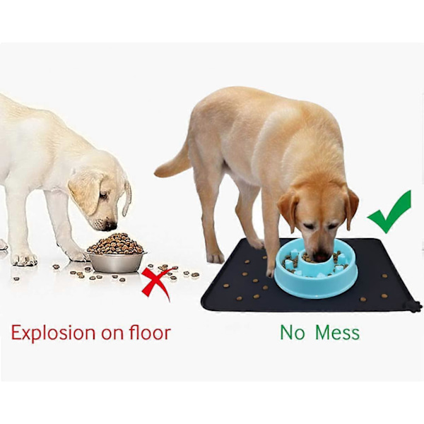 Silikone foderunderlag til kæledyr, skridsikre skålmåtter til hunde og katte, sort