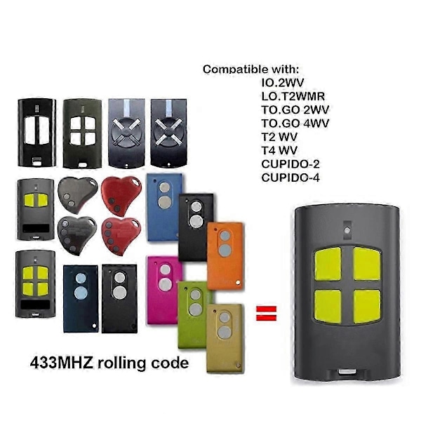 Yhteensopiva BENINCA to.GO 2VA 4VA 2WV 4WV autotallin ovenavaajan kaukosäätimen kanssa 433.92MHz Rolling Code Gate Remo