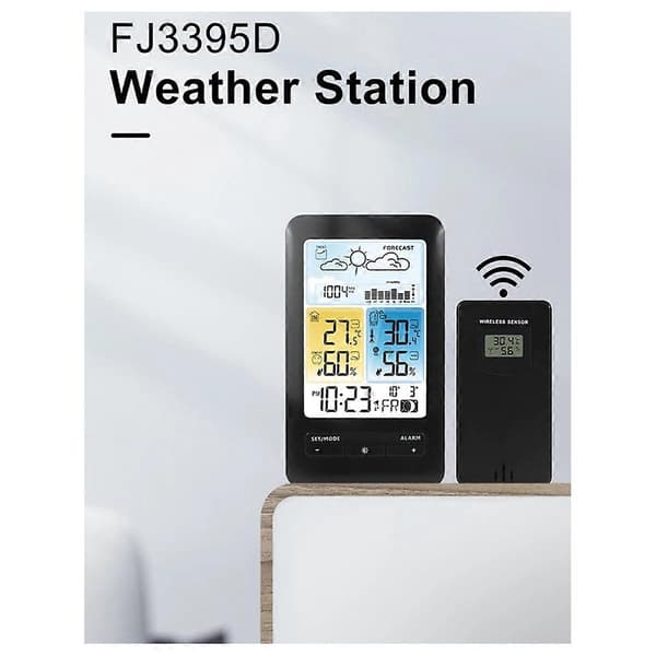 Trådlös Digital Väderstation Termometer, Temperatur- och Luftfuktighetslarmklocka, Väder