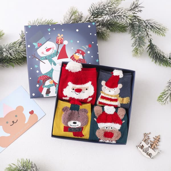Jul Höst och Vinter Röd Par Jul Presentförpackning Present Bomullsstrumpor Strumpor style 3