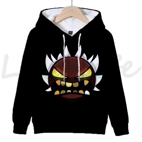 Angry Geometry Dash Hoodies för crianças, Cartoon Game Sweatshirts för crianças, 3D Print Hoody, Pulôveres för meninas och meni Army Green L