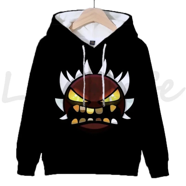 Angry Geometry Dash Hoodies för crianças, Cartoon Game Sweatshirts för crianças, 3D Print Hoody, Pulôveres för meninas och meni Khaki 110