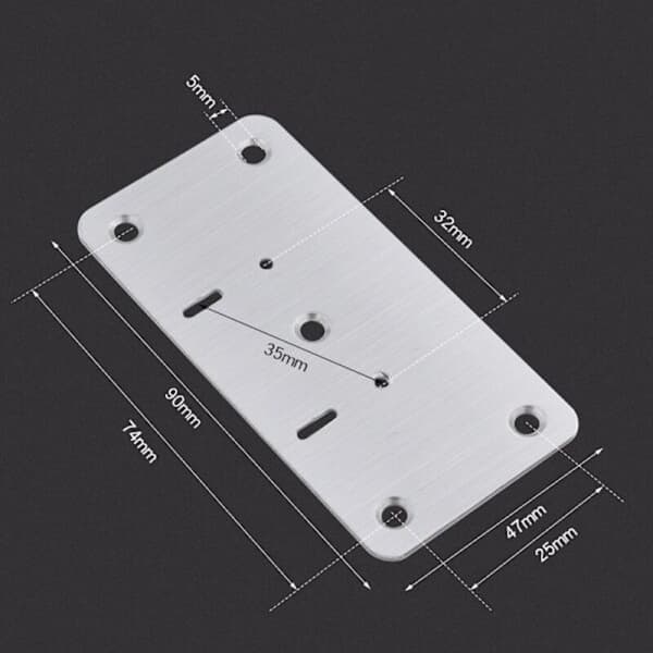 Möbelgångjärnsreparationsplatta. 4-pack. Silver.