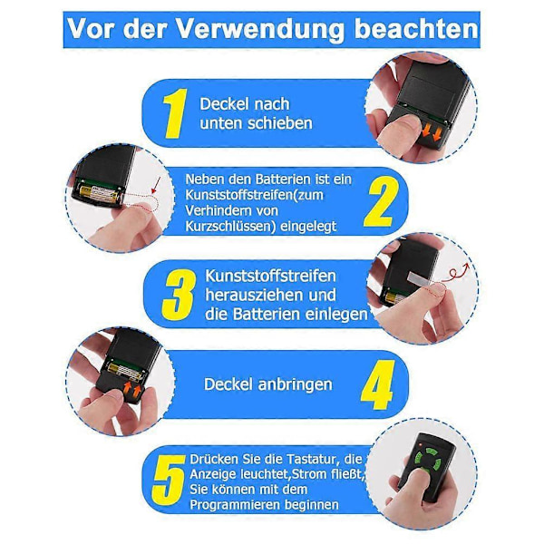 Garageport Fjernbetjening Fast Kode Kopierbar 26,995 MHz HSM4 HS4 HSE4