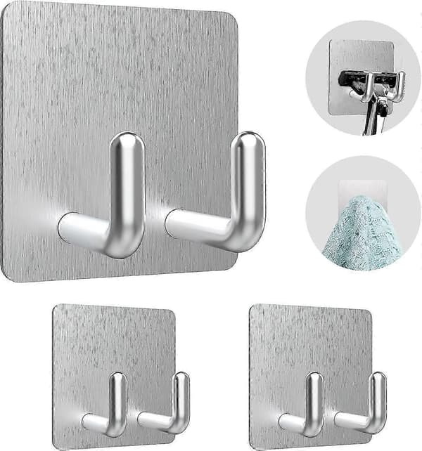 JiaWei 4 Stk. Selvklebende Veggkrok (Kraftig), Sølv 4,5*4,5cm o7D