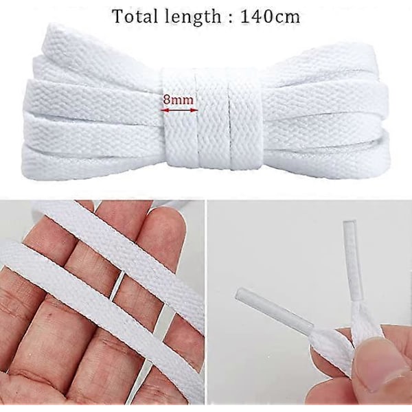 5 paria litteitä kengännauhoja, 140 x 0,8 cm valkoiset kengännauhat kestävät polyesterikengännauhat korvaavat kengännauhat urheilukenkien saappaisiin tennareihin